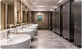 Sanitized commercial washroom