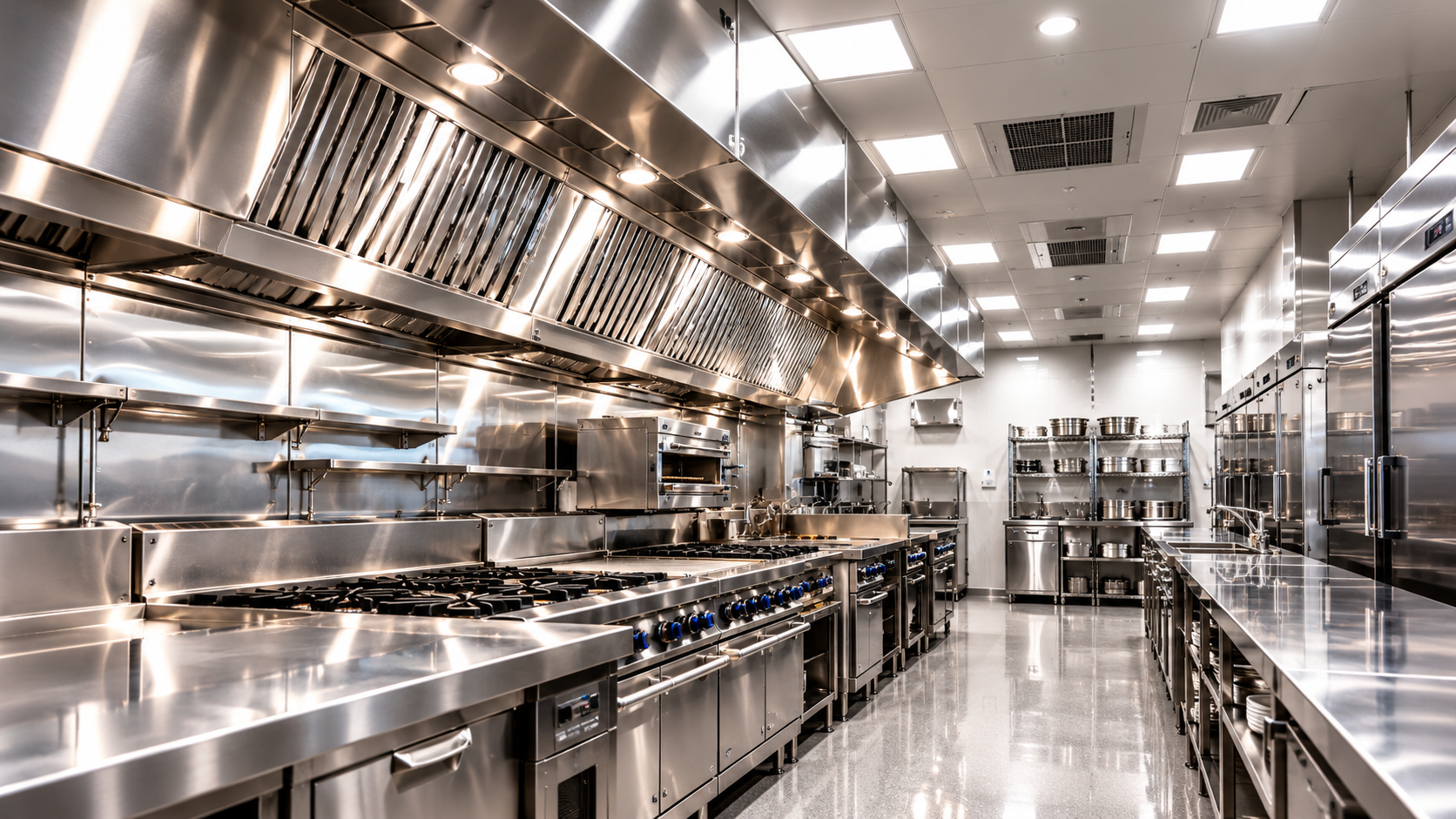 Technician wiping down a stainless steel counter
