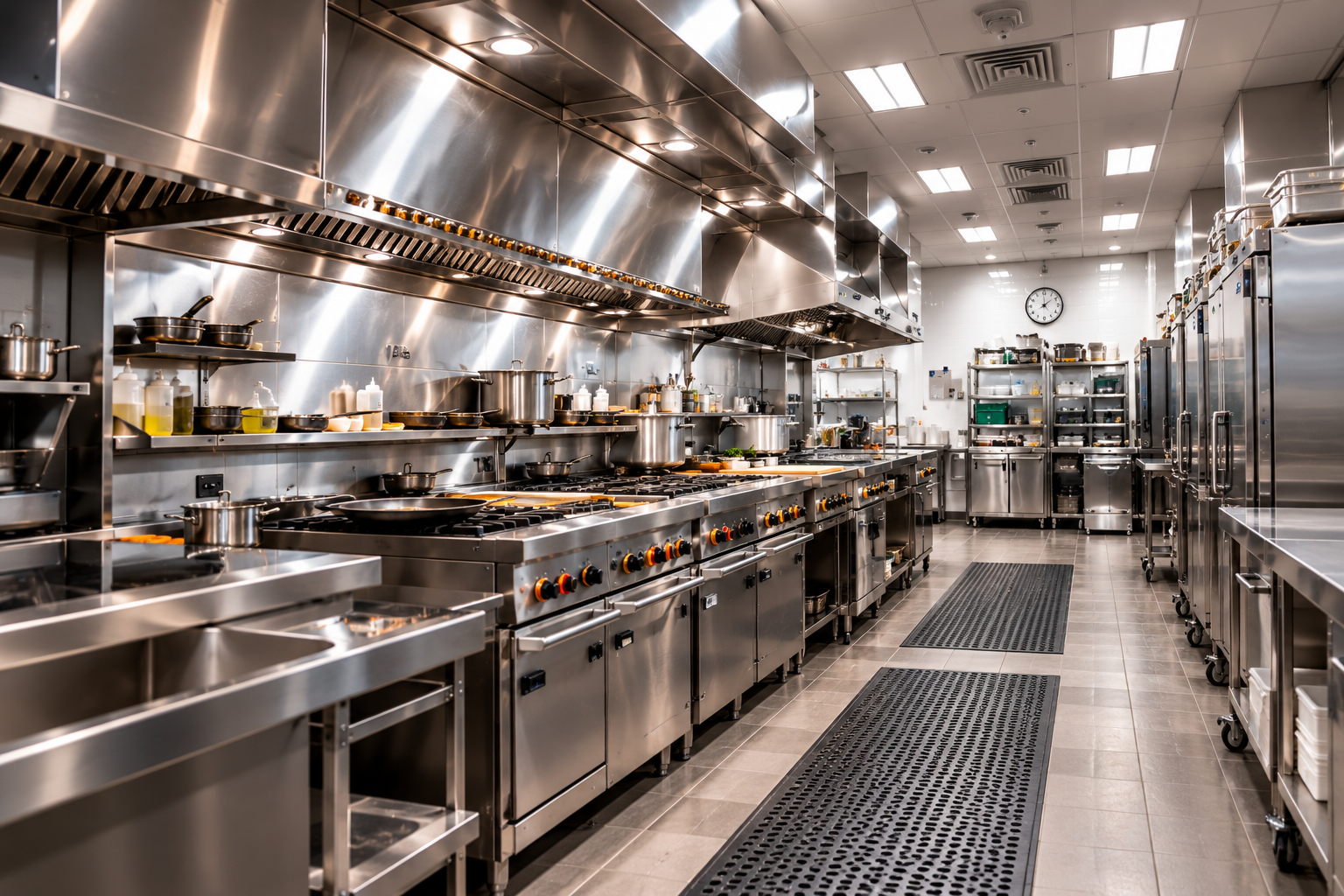 Polished stainless steel exhaust hood after cleaning